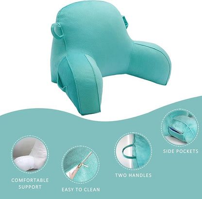LiveGo Reading Pillow for Kids, Velvet Back Support Cushion for Sitting Up in Bed Adults, Kids Cuddle Cushion with Arms & Backrest Support Pillow for Teen Boys Girls Reading Bed Rest