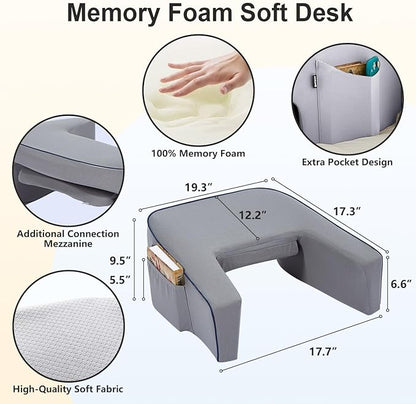 Reading Lap Pillow, Lap Desk Pillow for Bed, Laptop Arm Rest Pillow for arms for Reading, Working in Bed Couch(Grey)