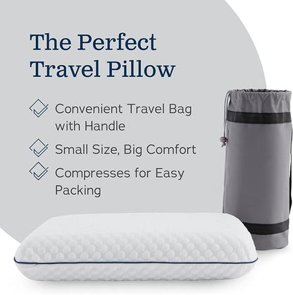 Weekender Gel Memory Foam Camping Pillow - Travel Essentials & Must Haves - Camping Gear & Accessories - Contouring Neck Support - Small Size Compatible for Car, Airplane, and Beach - 1 Pack