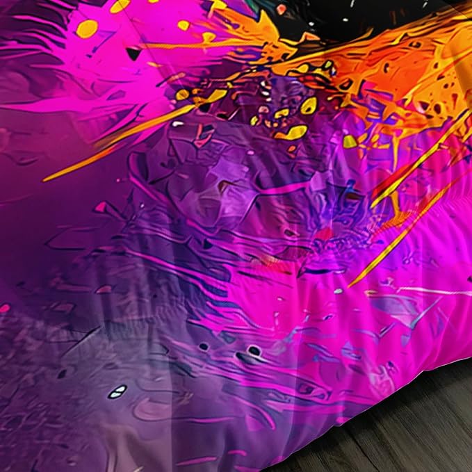 Cool Monster Truck Comforter Set Full Size,Colorful Graffiti Tie-Dye Pattern Racing Sport Bedding for Kids Boys Teens Room Decor,Cartoon Cars Themed Bedding Sets with 2 Pillowcases.
