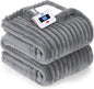 Sealy Electric Blanket Full Size, Soft Ribbed Flannel to Sherpa Reversible Heated Blanket with 10 Heat Settings & 1-12 Hours Auto-Off Overheat Protection, Machine Washable, 72"x84" Light Grey