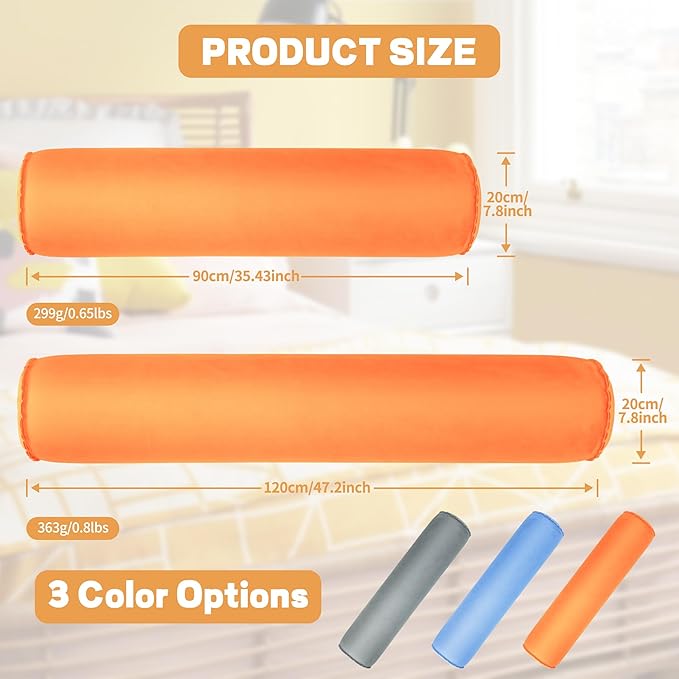 EULANT 2 Pack 47inch Inflatable Long Bolster Body Pillow for Adults Pregnant,Travel Body Pillow Hug Pillow for Bed,Round Cervical Roll Cylinder Bolster Body Pillow for Hugging Sleeping,Back etc.