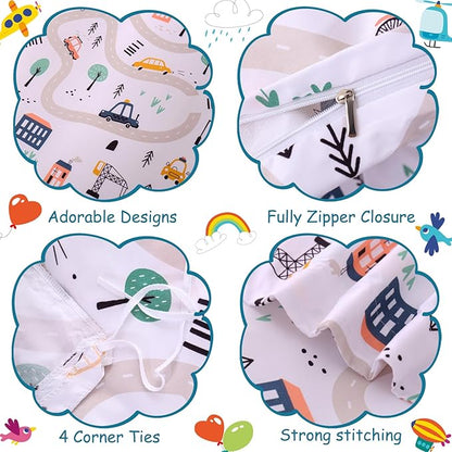 JSD Airplane Kids Duvet Cover Set Twin Size, 2 Piece Soft Printed Microfiber Comforter Cover with Pillow Sham Zipper Closure, Comforter Not Included