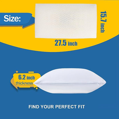 Talalay 100% Natural Premium Latex Pillow,Bed Pillow for Sleeping with Removable Cotton Cover, Helps Relieve Pressure, Breathable, Pressure Relief, Durable, Best Gift (Queen Size)