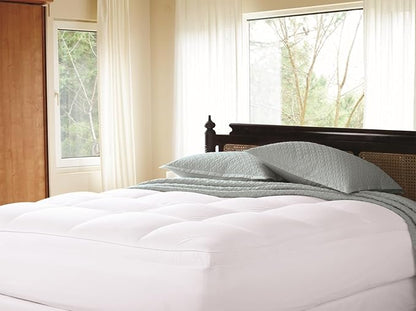 Cuddledown Ultra Plush Down Blend Mattress Pad | 100% Cotton Fabric | Hypoallergenic | Extra Thick | 50% Down / 50% Feather Fill | Twin Size