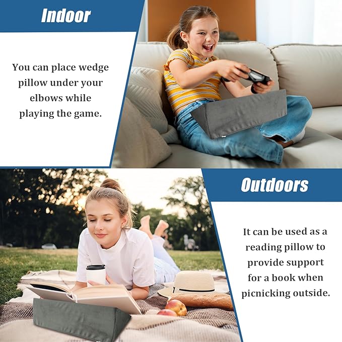 Small Wedge Pillow, Wedge Pillow for Bed Sores, Positioning Pillow, Positioning Wedge, Mini Pillow for Laptop and Yoga, Small Foam Wedge for Chair (1 Unit, Grey)