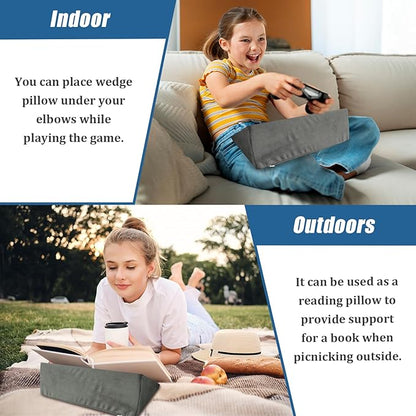 Small Wedge Pillow, Wedge Pillow for Bed Sores, Positioning Pillow, Positioning Wedge, Mini Pillow for Laptop and Yoga, Small Foam Wedge for Chair (1 Unit, Grey)