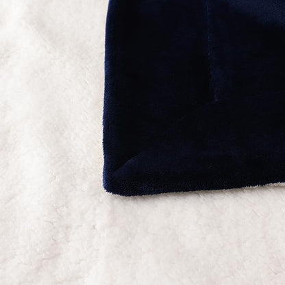 NANPIPER King Size Sherpa Blanket, Soft Fleece Throw for Bed, Reversible Thick Fuzzy Blanket for Winter (Navy Blue, 90x108 inches)