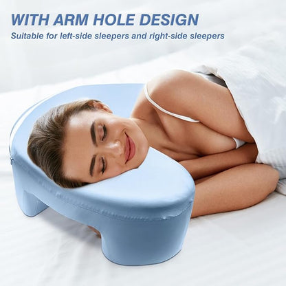 Side Sleeper Pillow with Arm Hole, Ergonomic Cooling Memory Foam Arm Pillows for Adults for Neck and Shoulder Pain Relief, Suitable for Side Sleepers with Neck Support