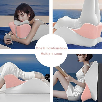 Double-use Pillow Memory Foam Ergonomic Wedge Pillow and Reading Pillow– Support for Butt Cushion Neck, Back & Legs – Ideal for Sleeping, Reading, Removable Washable Cover