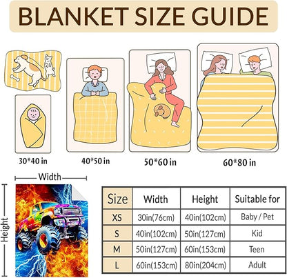 Boys Truck Blanket Gift Throw Blankets for Kids Truck Lovers, 40x50 Inches Lightweight Soft All Season Cool Car Decor Throw for Sofa Chair Couch Bed Office