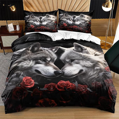 3D Printed Bedding Set for Adult Kids Boys Girls Bedroom Indian Dream Catcher Animal Wolf Comforter Cover Wolves Couple Bedding Sets Comforter/Quilt Cover Black Twin Size 172 * 218