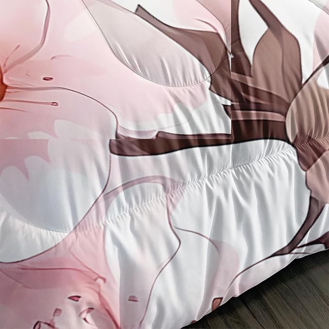Colorful Butterfly Cherry Blossom Comforter 3Pcs Full Sakura Flower Romantic Butterfly Bedding Set for Kid Teen Girl Boy Adult Petal Floral Quilt Decor with 1 Comforter and 2 Pillowcases