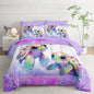 Sea Turtle Bedding Twin Comforter Set 7 Piece,Coastal Beach Themed Bed Set for Kids Girls Room Decor,Cute Bedding with 1 Comforter,1 Flat Sheet,1 Fitted Sheet,4 Pillowcases.