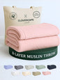 Cloud Scape Linen Extra Large 8 Layer Muslin Throw Blanket - 100% Cotton Gauze, Soft and Breathable, Winter Blanket for Couch, Sofa and Bed, Idea, 50x70, Seashell Pink
