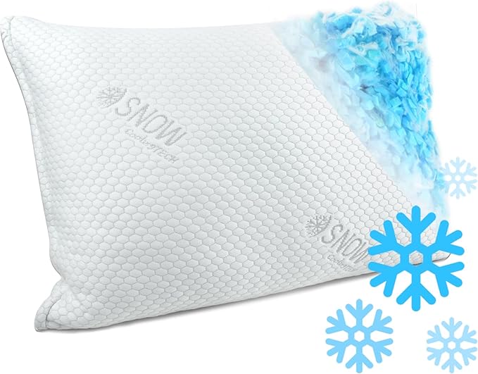 Shredded Foam Pillow Standard Size - Cooling Memory Foam Pillows That Stay Cold Soft Pillow for Sleeping, Adjustable Bed Pillow for Side, Back, and Stomach Sleepers