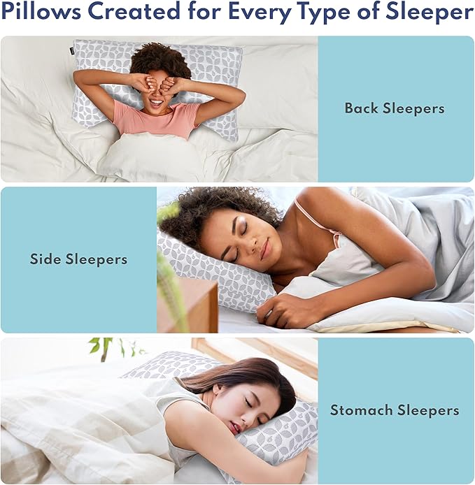 BLISSY Adjustable Memory Foam Pillow King Size – Cooling Memory Foam Pillows for Side Sleepers – Cooling Gel Pillow with Shredded Memory Foam – CertiPUR-US & Oeko-TEX