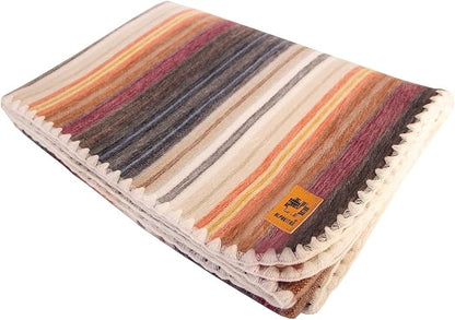 Alpaca Wool Blanket - Queen Size Bed Blanket - Alpaca Throw - Best Gift & Warm Throw, Lightweight, Couch or Camp- Outdoor - 87 x 64 inches (White & Brown)