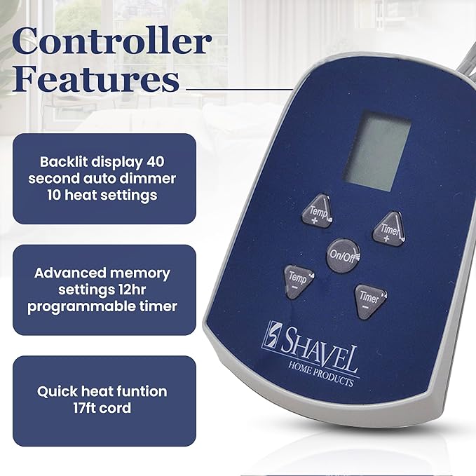 Thermee Micro Flannel Heated Blanket, Sherpa Back, 10-Setting Electric Twin Size, Programmable, Ultra-Soft, Fast Heating, Toile Sky Blue