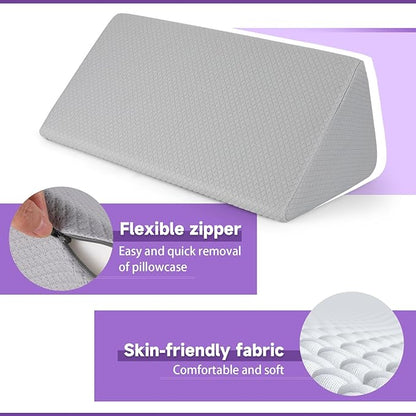 Small Wedge Pillow, Small Wedge Pillow for Sleeping, Foam Wedge for Yoga, Laptop, Memory Foam Positioning, Foam Pillow for Bed, Provide Support and Relieve Fatigue(Grey-20in)