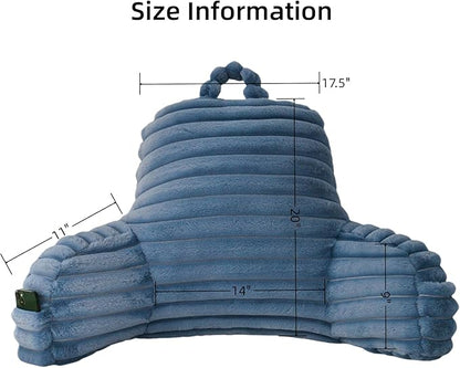 Yaoshuho Large Reading Pillow for Adults, Back Support Pillow for Sitting Up in Bed with Arms, Couch for Lounging Bedrest, Dusty Blue