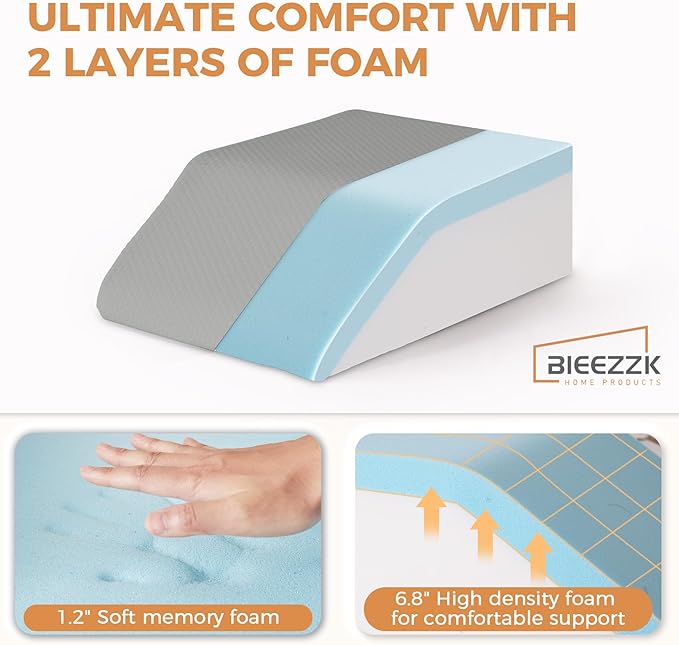 Leg Pillow Elevation Blood Circulation, Leg Elevation Pillows for After Surgery, Swelling, Leg Elevating Pillows with Cover and Handle, Leg Pillow for Pain Relief, 23.6×16.8×8 Inch, Grey