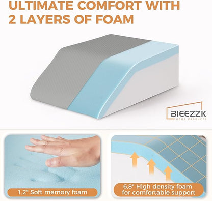 Leg Pillow Elevation Blood Circulation, Leg Elevation Pillows for After Surgery, Swelling, Leg Elevating Pillows with Cover and Handle, Leg Pillow for Pain Relief, 23.6×16.8×8 Inch, Grey