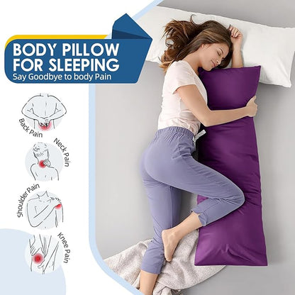 MAGIC ELEPHANT Body Pillow, Memory Foam Body Pillow for Adults, Long Pillow for Bed and Sleeping, Full Long Bed Pillow Insert with Cover (Purple, 20x54 Inch)
