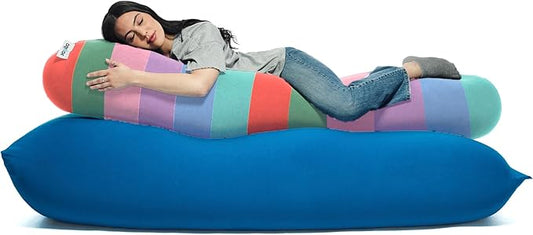 Yogibo Roll Long Full Body Pillow for Women and Men, Adults, for Back, Lumbar, Body Support, Side Sleeper, Maternity, Nursing, Pregnancy for Sleeping, Micro-Bead Filling, Rainbow Pastel