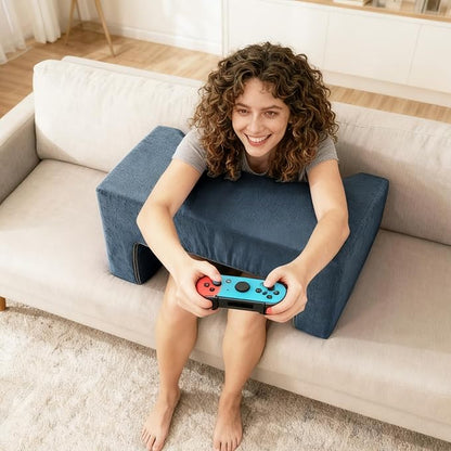 Reading Pillow for Gaming Soft Lap Desk Pillow for Laptop with Cup Holder Pocket Bed Desk for Reading Working Playing Steam Deck Switch or Sitting in Bed Floor Sofa (Dark Grey)
