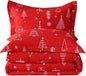 JSD Red Kids Christmas Comforter Set Queen Size, 3 Piece Xmas Tree Printed Microfiber Bedding Set, Machine Washable