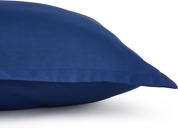 Amazon Basics 3 Piece Microfiber Kid's Comforter and Pillow Sham Set, Full/Queen, Navy, Solid