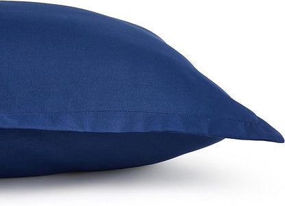 Amazon Basics 3 Piece Microfiber Kid's Comforter and Pillow Sham Set, Full/Queen, Navy, Solid