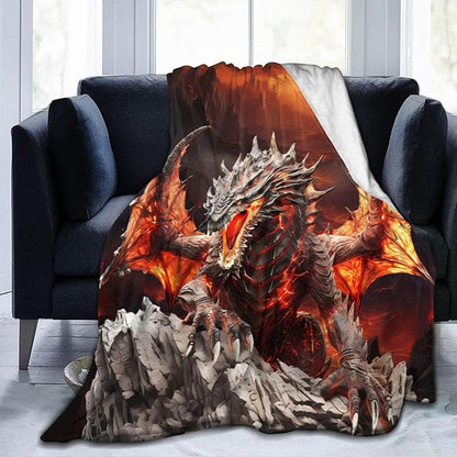 Dragon Blanket for Women Men, Cute Dragon Themed Design Printed Throw Blankets for Teens Adults Lap, Couch Bed, Warm Soft Cozy Blanket, 60"x 80"
