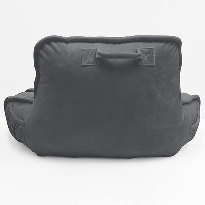 Super Soft Velvety Backrest Reading Bed Rest Pillow with Arms and Pockets 18" H for Sitting in Bed Couch Sofa, Back Support Wedge Cushion with Removable Cover, 20" x 18" x17", Dark Gray
