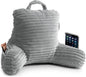 Nestl Reading Pillow for Kids & Teens with Shredded Memory Foam, Luxe Cut Plush Backrest Pillows for Reading and Gaming, For use on Couch, Bed, Floor, Adjustable Support with Washable Cover Light Grey