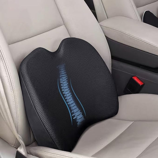 SPRFUFLY Car Headrest Lumbar Support Pillow, 100% Memory Foam Lumbar Pillow with Breathable Removable Cover, Ergonomic Design -Neck Back Pillow Lumbar Support Pillow for Car Seat (Backsaver-One)