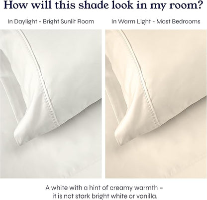 California Design Den 2-Pack Full 100% Cotton Sateen 400 Thread Count Sheets - Soft and Breathable Sheets, 2 Sets of Deep Pocket Bed Sheets - Ivory (Pale Tone)