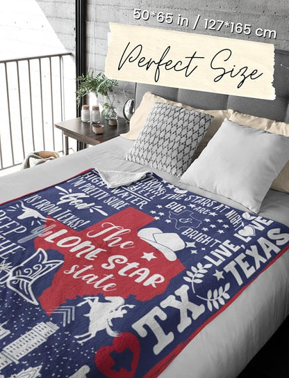 InnoBeta Texas Gifts Blankets Throws Bed Flannel Plush, Texan, Souvenir, Home Decor, US State Gift, Birthday Presents for Women, Men, Friends (50"x 65")