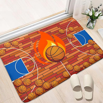 Basketball Court Rug - Basketball Rug for Boys Bedroom, Sports Decor for Boys Bedroom Kids Carpet, Sports Themed Carpets for Playroom Living Room Floor Mat or Door mat, 2x3 Feet