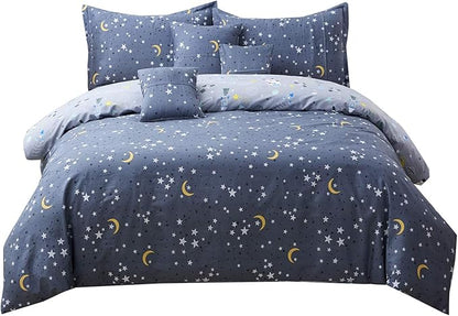 Brandream Boys Outer Space Astronaut Bedding Kids Bedding Sets Twin Size Grey 100% Cotton Duvet Cover Sets Reversible Zipper Closure