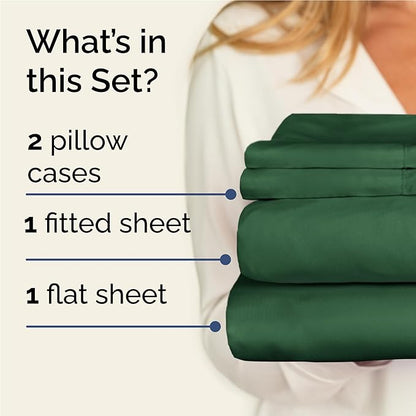 Twin XL 4 Piece Sheet Set - Comfy Breathable & Cooling - Ultra-Soft Hotel Luxury Bedding Set with 8-16 Inch Deep Pockets - 1 Flat & 1 Fitted Sheet & 2 Pillowcases - Wrinkle Free & Easy Care - Emerald