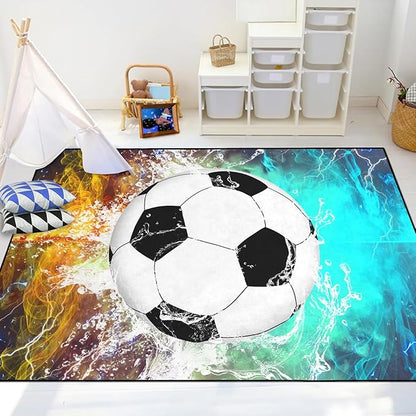 Football & Soccer Rugs for Boys Bedroom 5'x7' Sports Rugs for Boys Bedroom Living Room Playroom Sports Carpet for Kids Soccer Room Decor Sofa Floor Mats