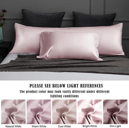 TELUS Pillow Cases Standard Size 2 Pack, Bamboo Rayon & Lyocell Pillowcase with Envelope Closure, Cooling Breathable Pillow Cover for Hot Sleeper & Night Sweats, 20x26 inch, Light Pink