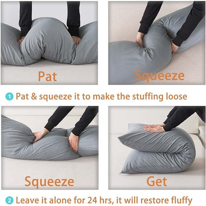 WhatsBedding Memory Foam Body Pillow with Breathable Zippered Cotton Cover, Full Body Pillow for Adults, Long Pillow for Sleeping, Firm Pillow Fluffy Supportive - Grey