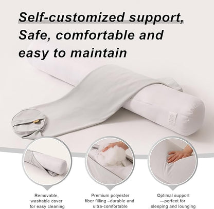 Body Pillow for Adults – Long Bolster Pillow for Bed, Round Cuddle Pillow, Full Support for Side Sleepers,47 x 7.87 Inches,Silver Gray