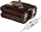Electric Heated Blanket Throw Size 50" x 60", Super Cozy Warmth Soft with 4 Heating Levels & 4 Hours Auto Off, Plush Faux Fur, Machine Washable, Home Office Use, Brown White
