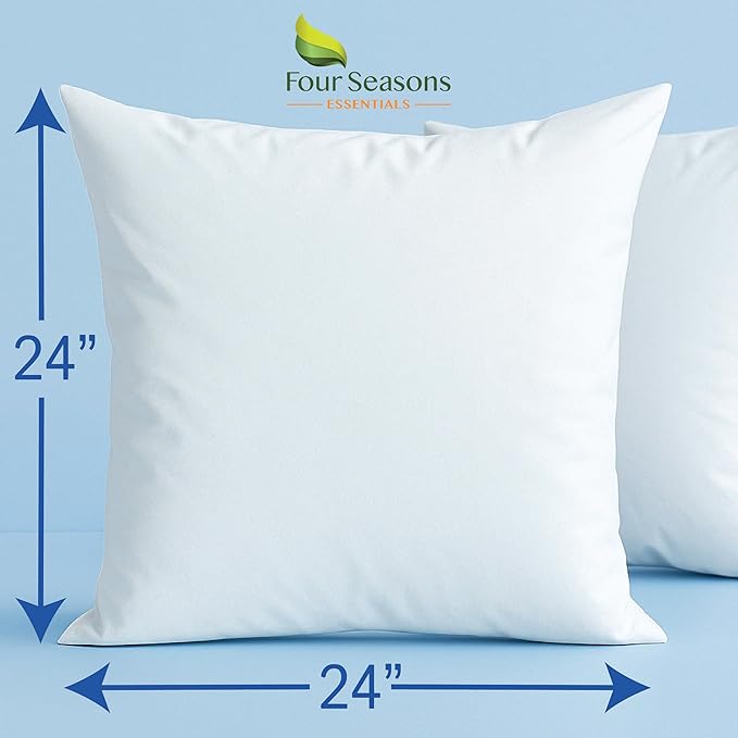 Euro Size Pillow Protectors (Set of 2) - European Square 24x24 Pillow Covers Waterproof Hypoallergenic Dust Proof Zippered Encasement