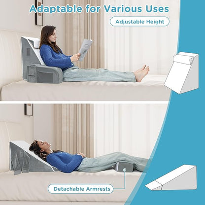 Reading Pillow for Sitting in Bed Adult - Back Pillow for Bed Sitting up, Backrest Support Pillow for Lounging/Reading/Gaming/Resting/Watching TV, Bedrest, White