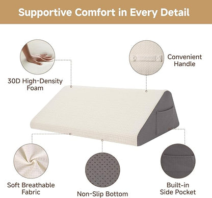 Knee Wedge Pillow for After Surgery, Leg Elevation Pillow for Knees Ankles Hip Back Pain Relief, 8" Triangle Leg Pillow for Swelling Blood Circulation, Knee Pillow for Sleeping, Washable Cover, Grey